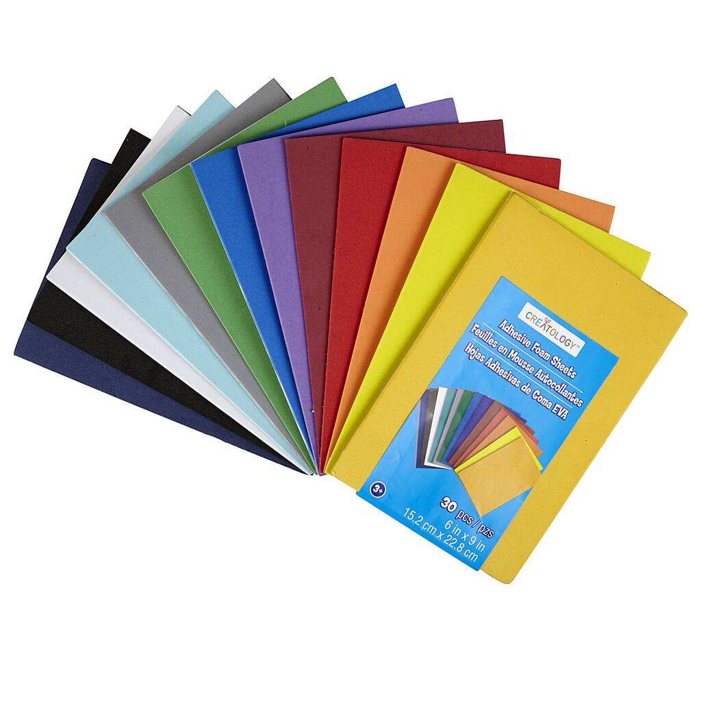 6"" x 9"" Adhesive Foam Sheets by Creatology, Primary Colors